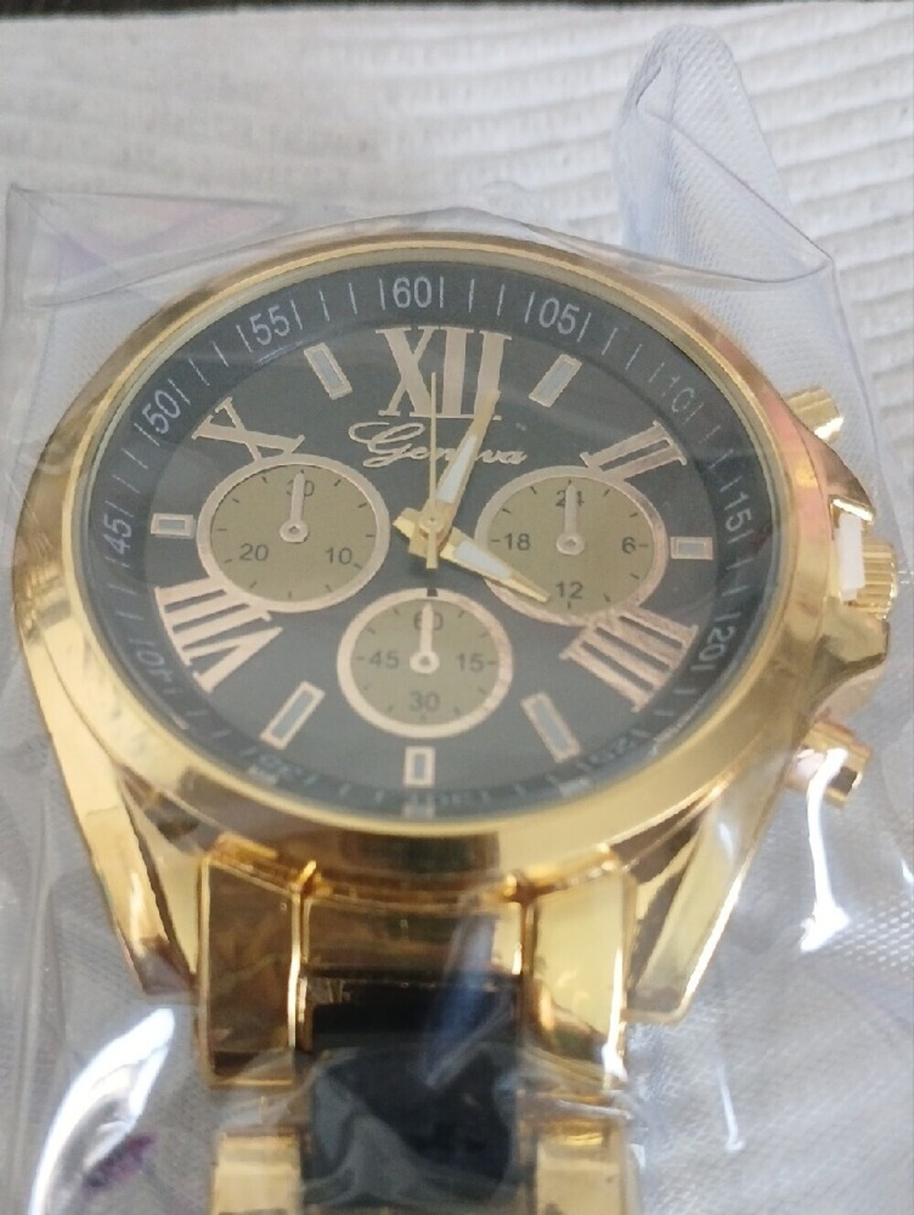 Gold and Black Chronograph Bracelet Watch - Picture 3 of 7